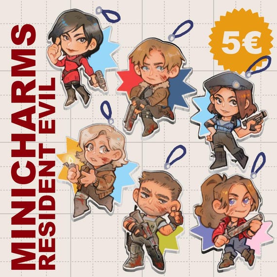 Resident Evil Mini Phone Charms – 4cm | Leon Kennedy, Grace, Jill