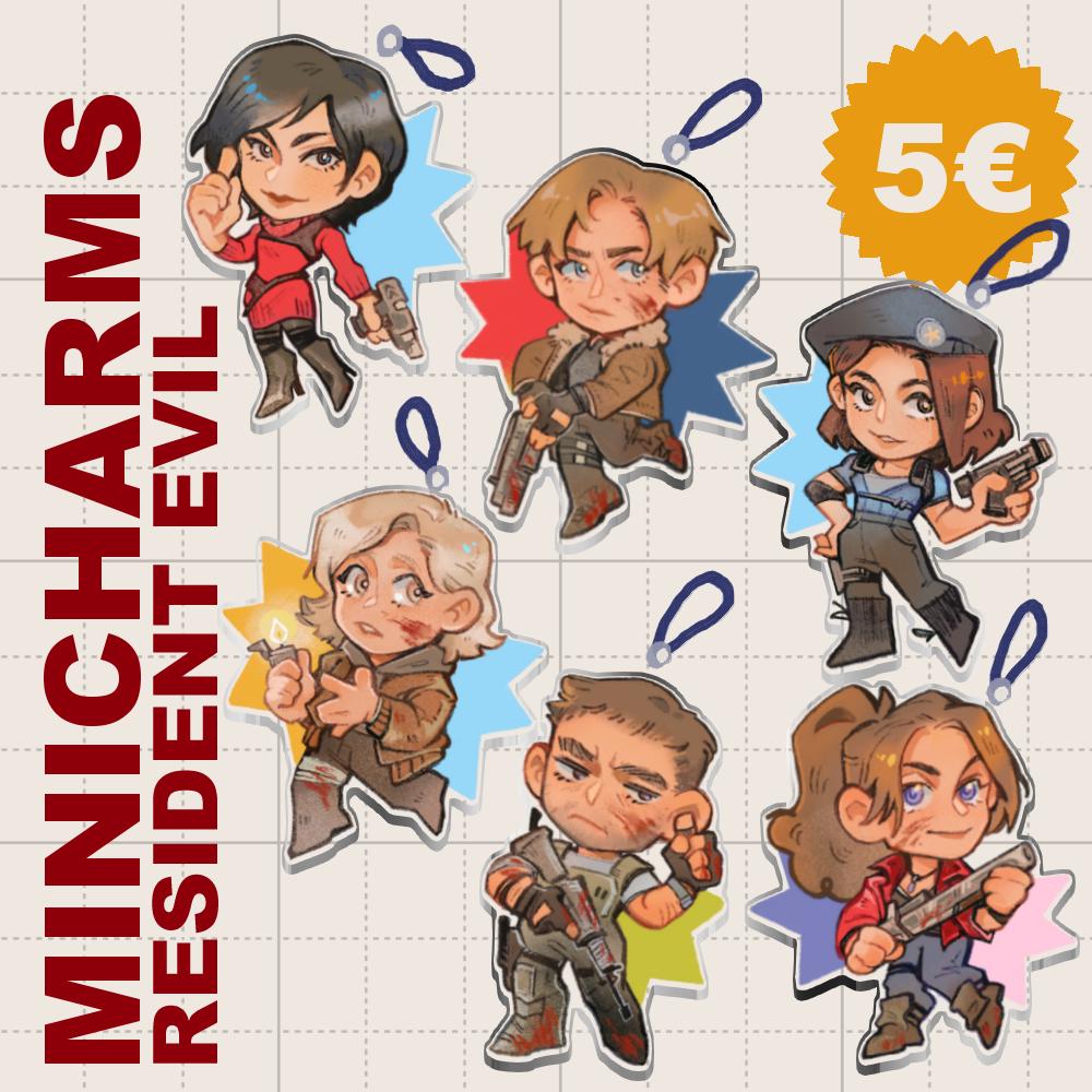 Resident Evil Mini Phone Charms – 4cm | Leon Kennedy, Grace, Jill