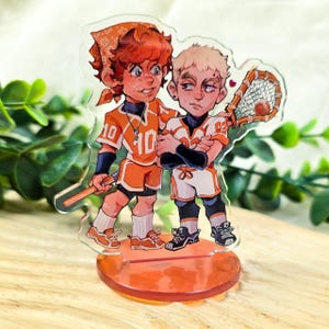 Preview image of a mini standees set of All for the game book characters Neil Jostein, Andrew Minyard, Jean Moreau and Jeremy know, by pairs: Andreil and Jerejean.
