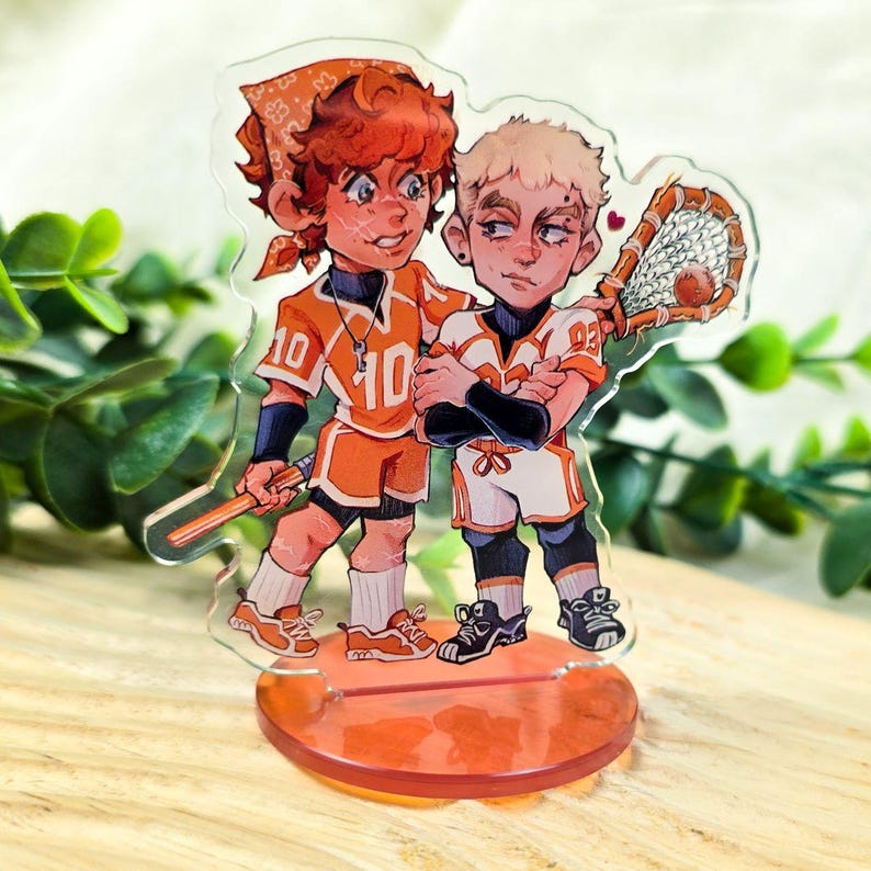 Preview image of a mini standees set of All for the game book characters Neil Jostein, Andrew Minyard, Jean Moreau and Jeremy know, by pairs: Andreil and Jerejean.
