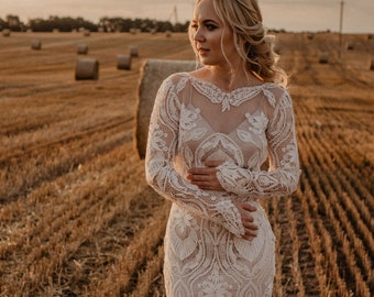 etsy long sleeve wedding dress