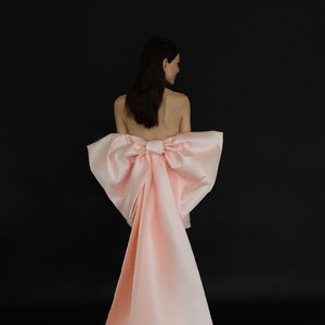 Mini Wedding Dress | Big Bow Wedding Dress | Pink Dress | Sweetheart Neckline Dress | Corset Dress | Long Ties Dress | Party Dress