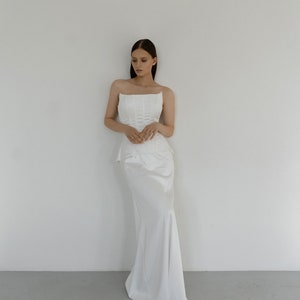 Wedding Set | Corset top and maxi skirt | Long Corset | Straight Maxi skirt | Satin strapless corset top | Skirt lengthening the silhouette