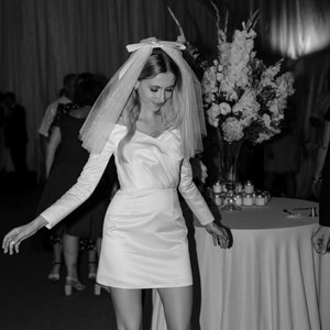 Off-The Schulter Brautkleid | Kurzes Kleid | Langarm-Hochzeitskleid-Empfangskleid|Einfaches Brautkleid|Off-White Kleid|Brautkleid