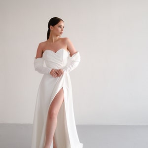 Handmade Satin Corset Wedding Dress: Off-the-Shoulder Bridal Gown