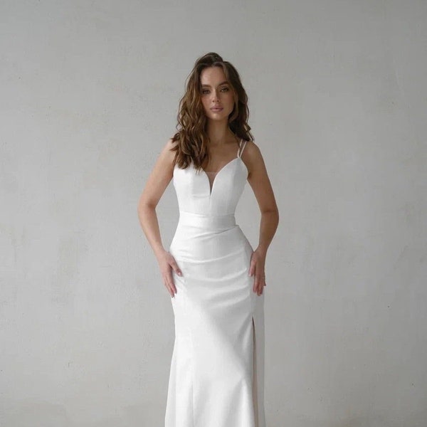 Maxi Wedding Dress | Floor Length Wedding Dress | Sleeveless Wedding dress | Accented Waistline dress | Off White dress| Slit On The Skirt