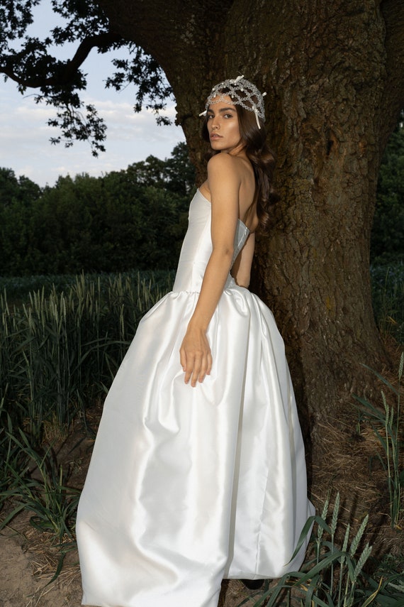 drop waist engagement dress wedding | Sleeveless minimalist Design | Taffeta wedding dress | Corset wedding dress with puff skirt Bridal gown Size:15R babydoll dress mini Bridal Shower Outfits for Whether youre walking down