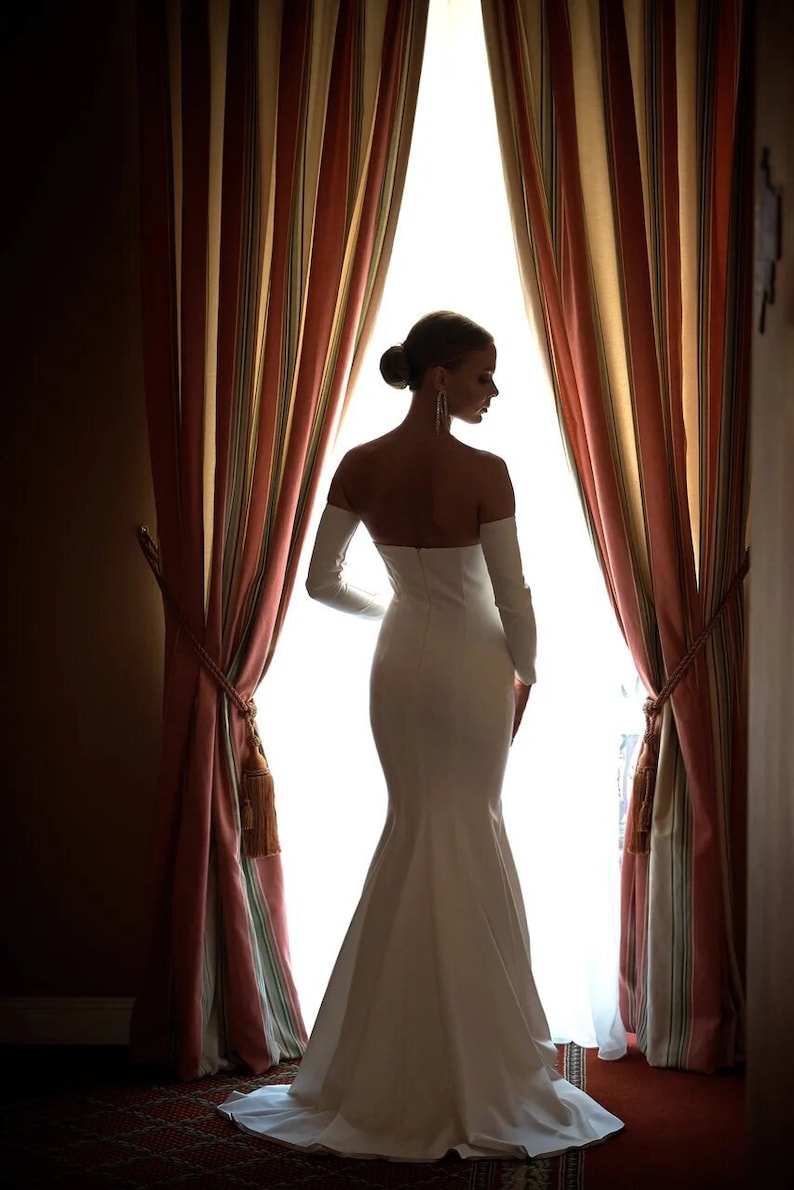 Tight Wedding Dress Sexy Bridal Gown With Removable Long Etsy