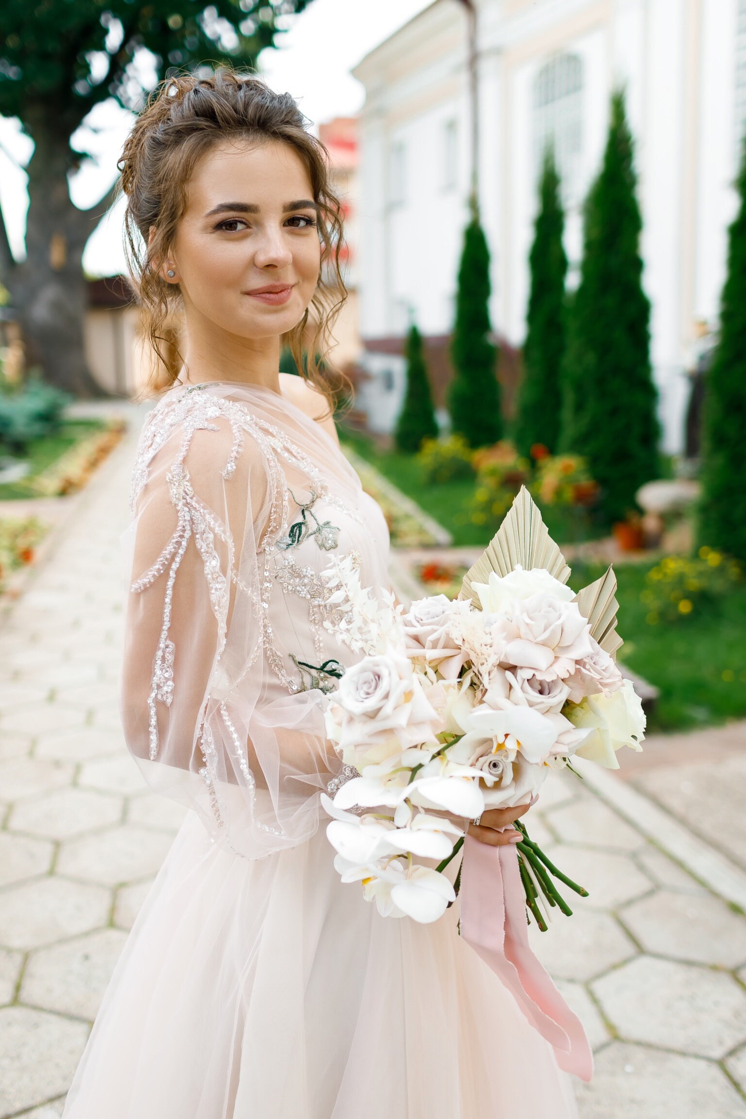 Blush Wedding Dress Puffy Wedding Skirt Floral Hand | Etsy