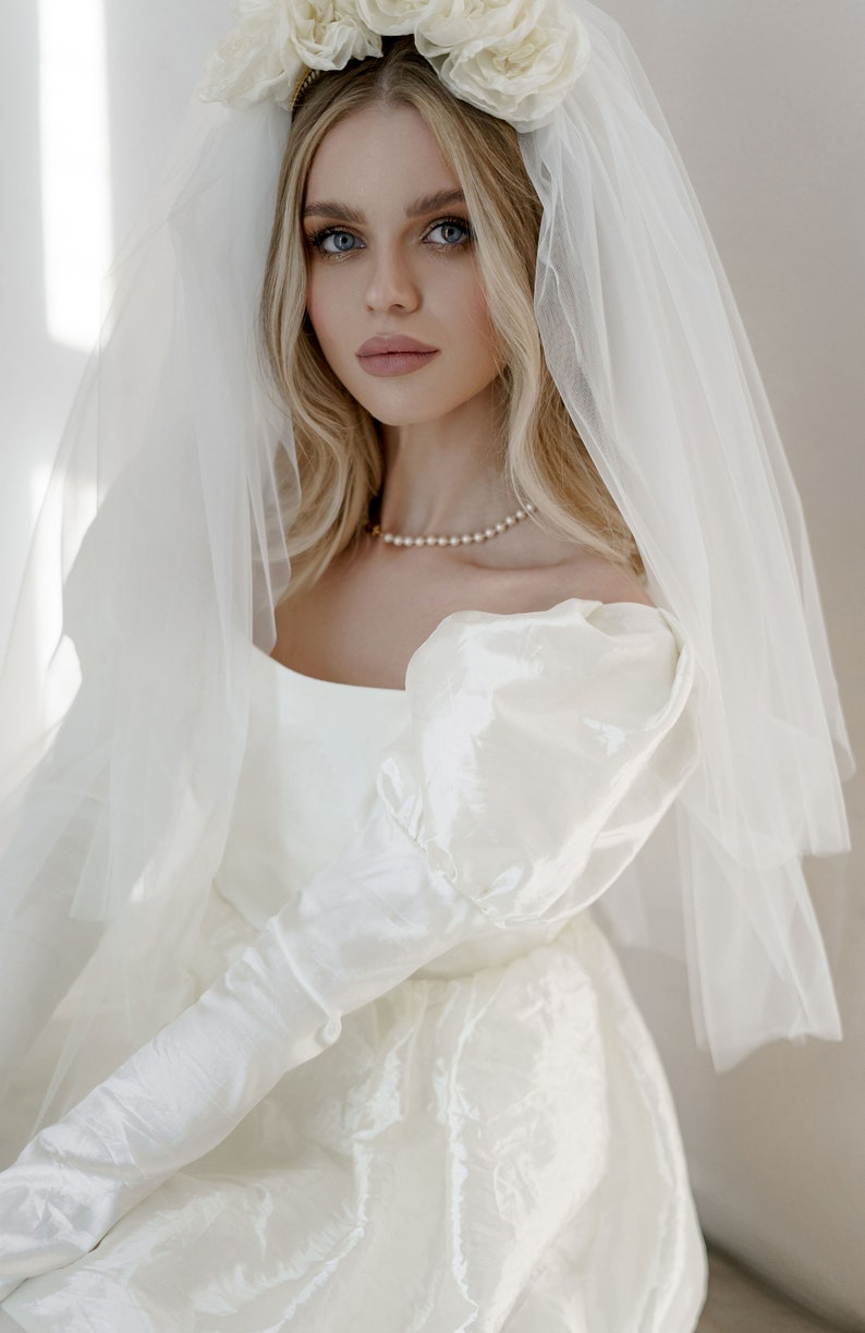 Mini Wedding Dress Long Sleeves Taffeta Bridal Gown High Etsy