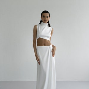 Sleeveless wedding dress | Floor Length Wedding Dress | Satin wedding dress Minimalist wedding | Elegant wedding dress