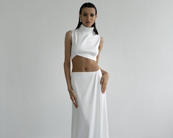 Sleeveless wedding dress | Floor Length Wedding Dress | Satin wedding dress Minimalist wedding | Elegant wedding dress