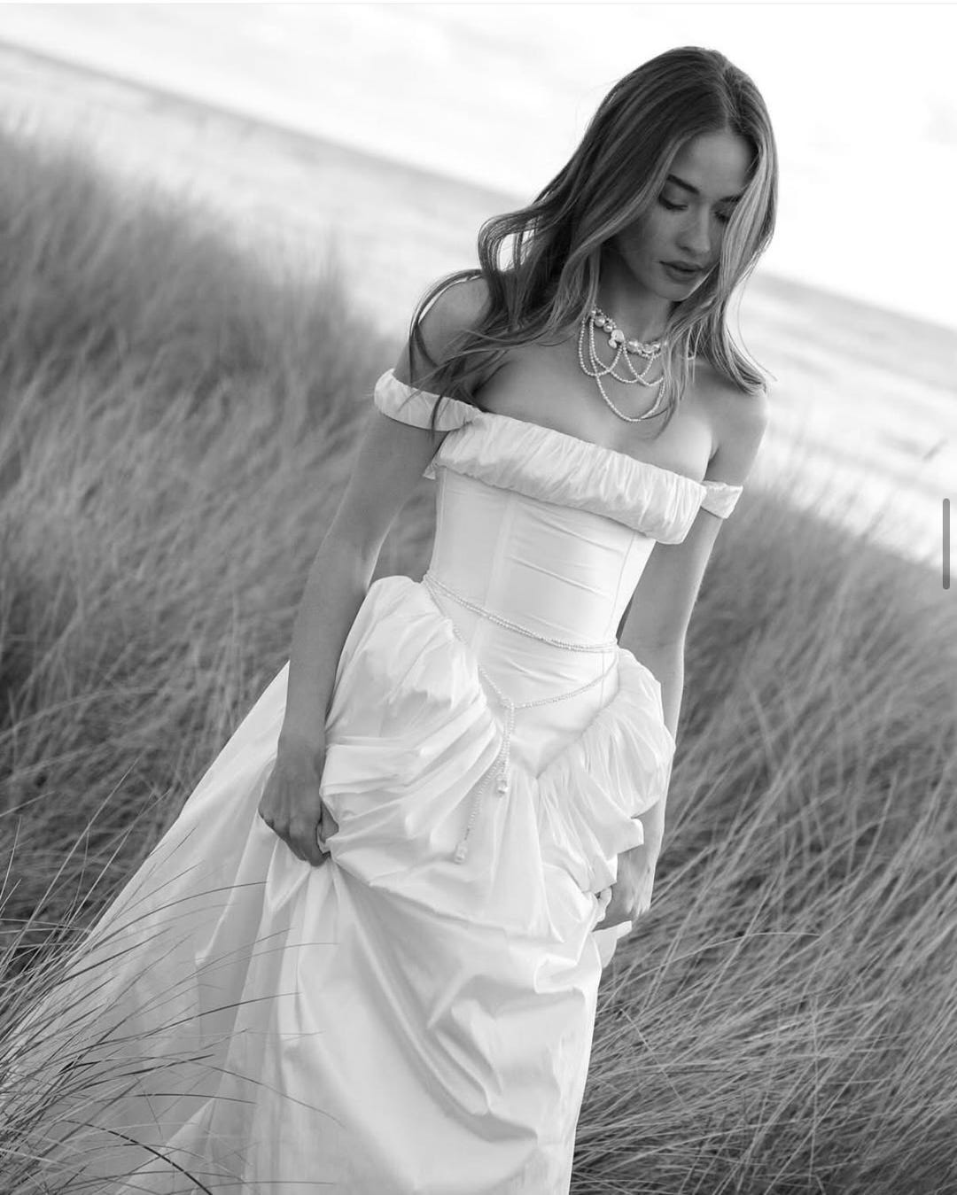 Ivory Taffeta Drop Waist V-Neck Wedding Gown - Petite main image 1