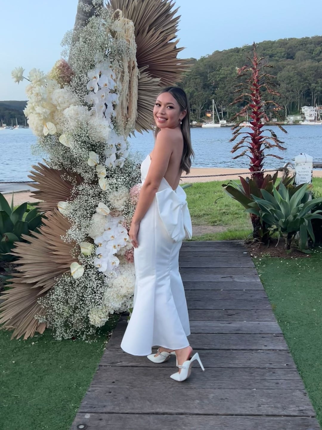 Midi Wedding Dress With Bow Wedding Dress Elegant Bow Dress Satin ...