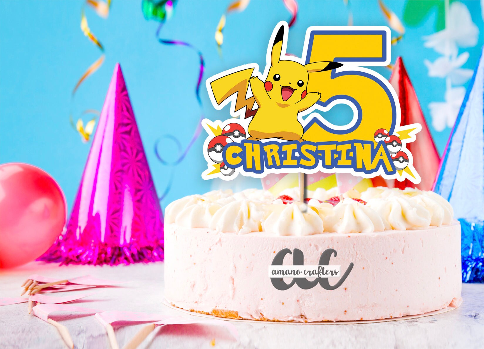 Pokemon Cake Topper Kids Cake Topper Birthday Party Etsy