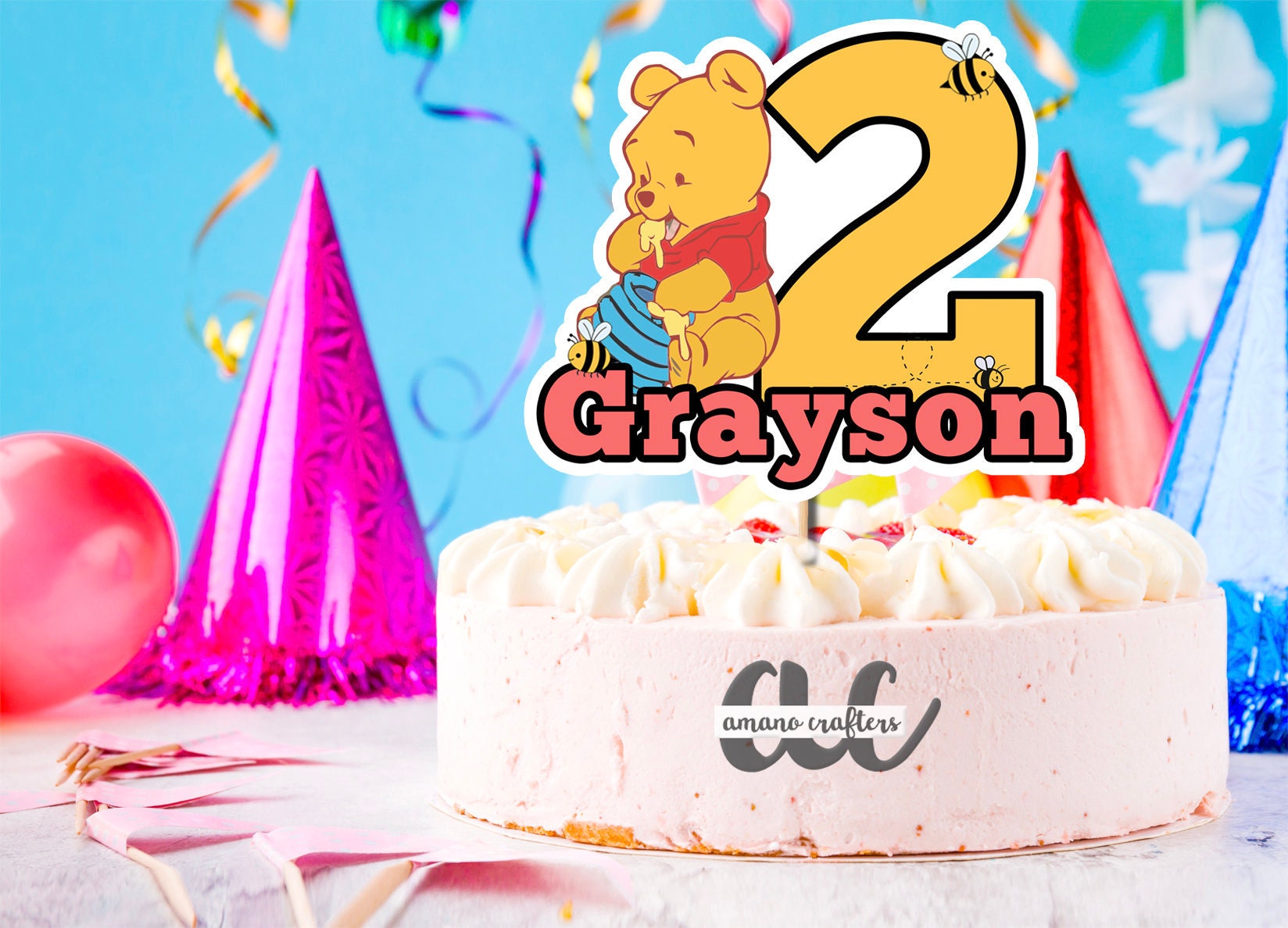 Baby Cake Topper Pooh Cake Topper Baby Pooh Cake Topper Etsy