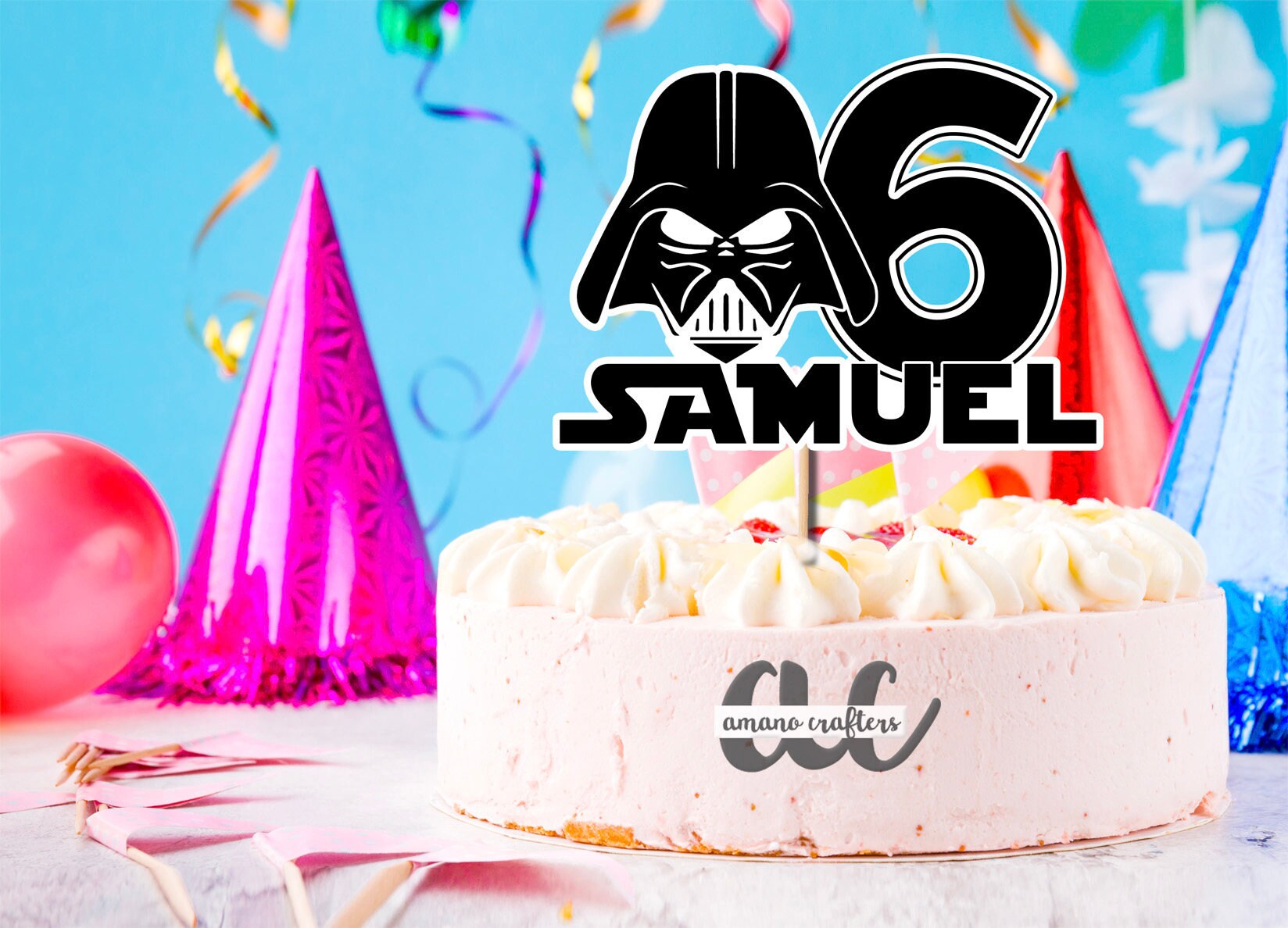 Star Wars Cake Topper Star Wars Birthday Darth Vader Cake Etsy