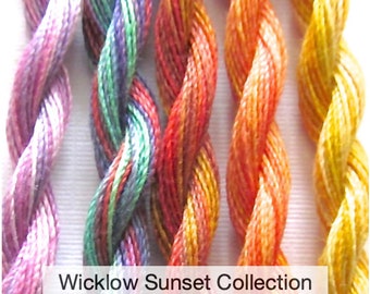 Variegated Embroidery Thread. Fine Perle 16 Wicklow Sunset, variegated hand embroidery thread