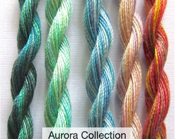 Variegated Embroidery Thread. Fine Perle 16 Aurora, variegated hand embroidery thread