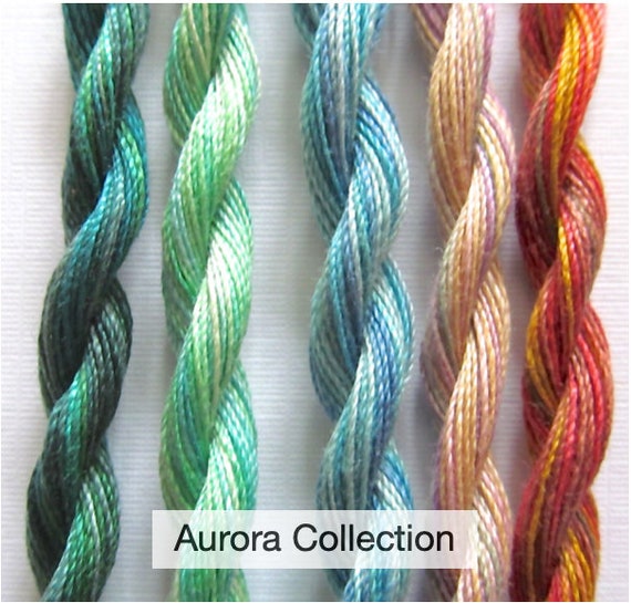 Variegated Embroidery Thread. Fine Perle 16 Aurora, variegated hand  embroidery thread