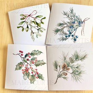 Winterbeeren Luxus Karten 15x15cm, 4er Pack mit weissen Umschlägen.