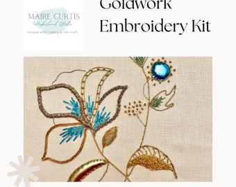 Luna Goldwork Embroidery Kit, metallic embroidery, hand embroidery