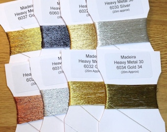 Metallic Embroidery Thread Pack: Madeira Heavy Metal, Hand Embroidery (8 x 20m)