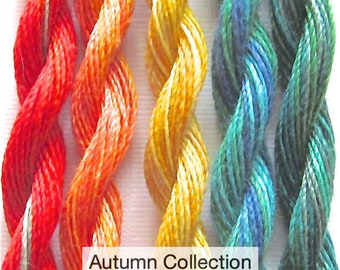 Variegated Embroidery Thread. Fine Perle 16 Autumn, variegated hand embroidery thread