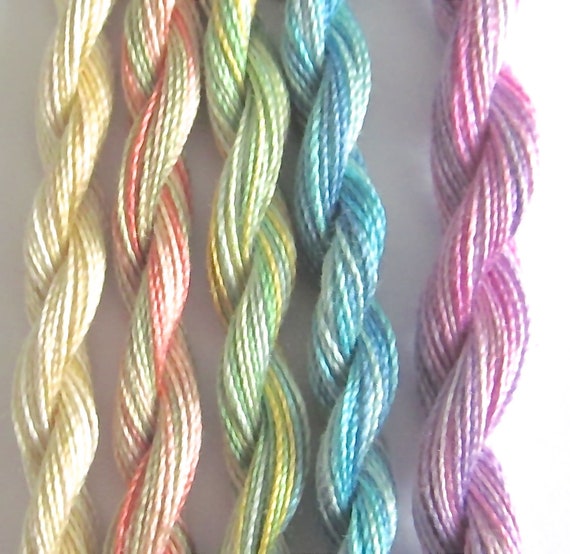 Variegated Embroidery Thread. Fine Perle 16 Pastels, variegated hand  embroidery thread