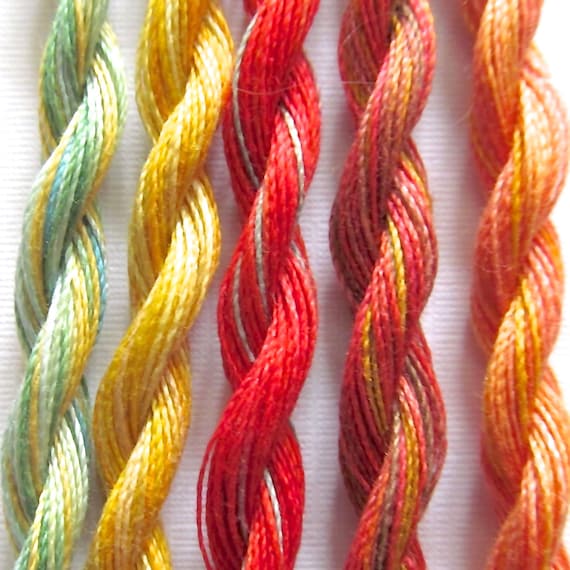 Variegated Embroidery Thread. Fine Perle 16 Citrus, Variegated Hand Embroidery  Thread 