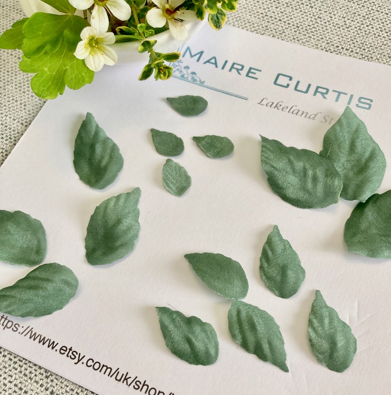 Sage Green Silk Satin Leaves Green Fabric Leaves Silk Leaves Etsy UK