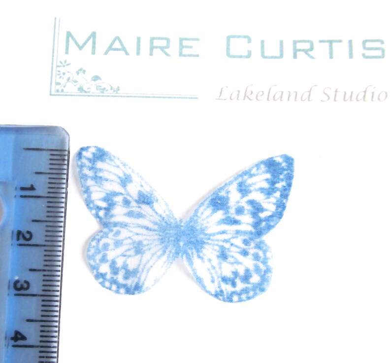 Hand printed silk organza butterflies 4 x 3cm