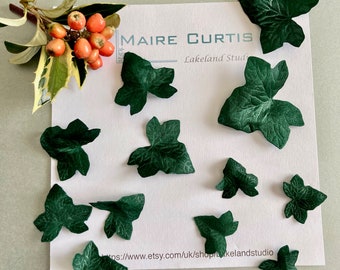 Silk Satin Dimensional Ivy Leaves: Sew on Fabric Winter Applique leaves