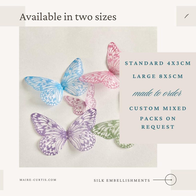 Maire Curtis Lakeland Studio hand printed silk butterflies available in two sizes