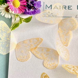 Hand printed silk organza butterflies in soft Melon