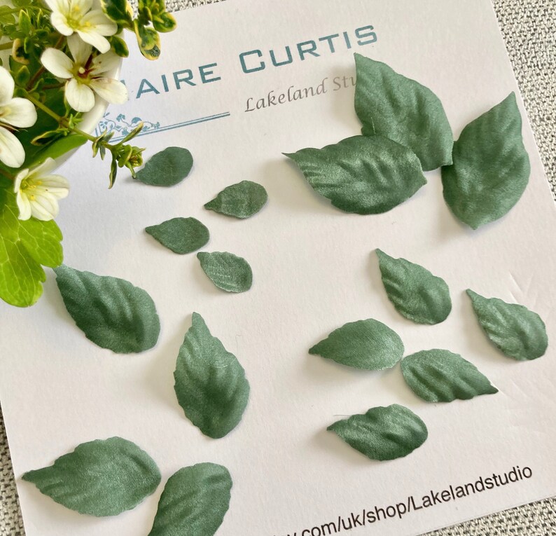 Sage Green Silk Satin Leaves Green Fabric Leaves Silk Leaves Etsy UK