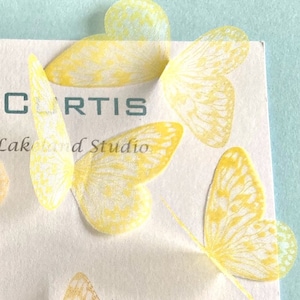 Delicate hand printed silk organza butterflies in Lemon