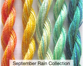 Variegated Embroidery Thread. Fine Perle 16 September Rain, variegated hand embroidery thread