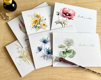 English Flower Garden Notelets, Watercolour print cards, note cards, gift set