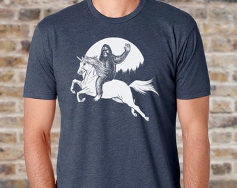 bigfoot riding a unicorn t shirt