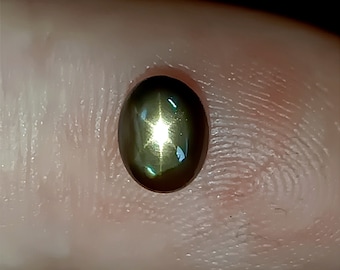 6 rays Black Star Sapphire cabochon Rare collectible Natural gemstone Unheated untreated Loose gem Top grade High quality Ring size 7x5 mm