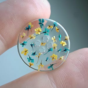 Premium Buttons set with real dried flowers | Exclusive clothing design | Unique Designer Buttons | Round sewing buttons 12,15,20,25 mm