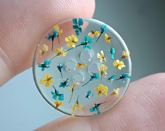 Premium Buttons set with real dried flowers | Exclusive clothing design | Unique Designer Buttons | Round sewing buttons 12,15,20,25 mm