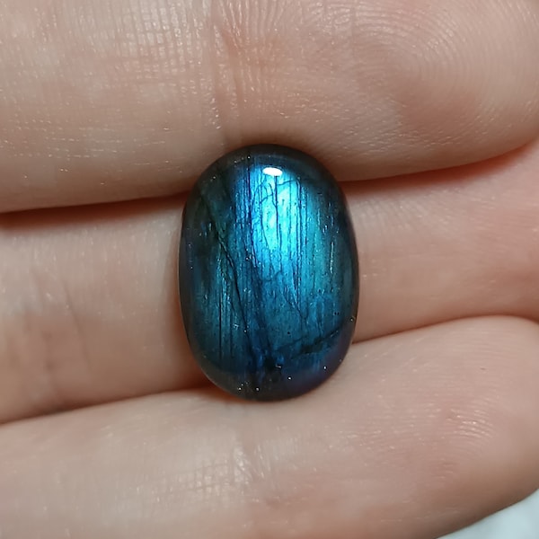 Natural Labradorite cabochon Top grade gemstone Loose gem Blue black flashy colour cab Magical stone Ring size Oval shape 18x13 mm