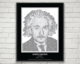 Albert Einstein Quotes Print / Poster! Albert Einstein Portrait made from inspirational Albert Einstein quotes! Einstein Wall Art Decor.