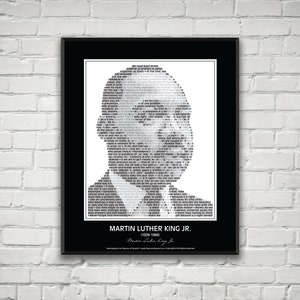 Dr. Martin Luther King Jr. Quotes Print Poster - MLK Portrait made from inspirational Martin Luther King Jr. quotes! MLK Wall Art Print