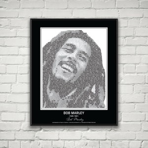 Bob Marley cite Imprimer l’affiche! Portrait de Bob Marley réalisé à partir de citations inspirantes de Bob Marley!  Bob Marley Wall Art Wall Decor. Reggae.
