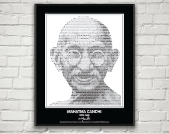 Mahatma Gandhi Quotes Print / Poster! Mahatma Gandhi Portrait made from more than 40 inspirational Mahatma Gandhi quotes! Wall Art Print.