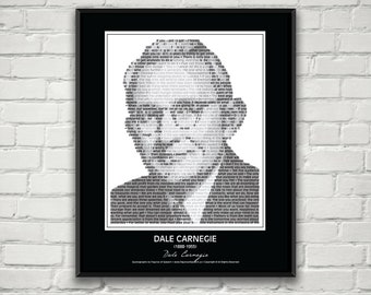 Dale Carnegie Quotes Poster! Dale Carnegie Portrait made from motivational Dale Carnegie quotes! Dale Carnegie Wall Art Print Decor.