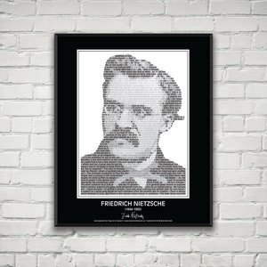Nietzsche Quotes Poster- in his own words! Nietzsche Portrait made from more than 50 inspirational Nietzsche quotes! Wall Art Print Decor.